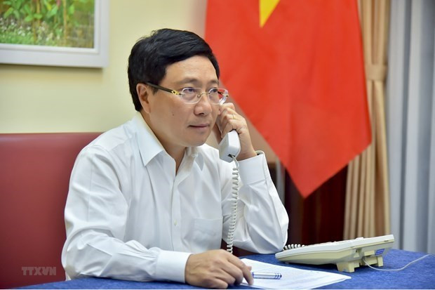 越南政府副总理兼外长范平明与安哥拉外长通电话 图自越通社 越南政府副总理兼外长范平明与安哥拉共和国外长通电话 ảnh 1