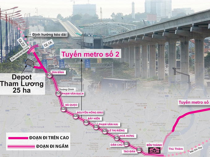 胡志明市地铁2号线项目完工时间推迟至2030年。图自互联网 胡志明市地铁2号线项目完工时间推迟至2030年 ảnh 1