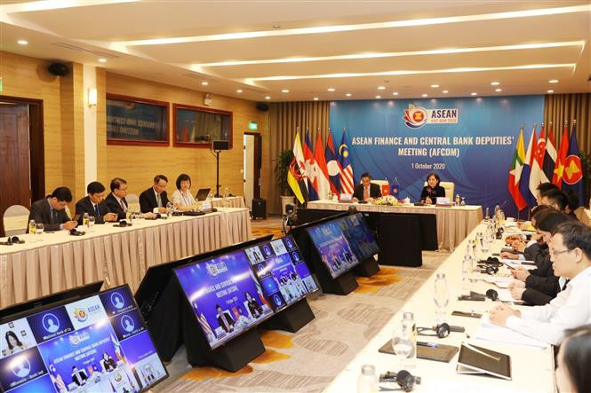 会议现场。图自越通社 ASEAN 2020:东盟与美国召开金融银行领域合作对话 ảnh 1