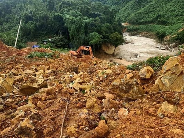捞庄三号水电站地区。图自越通社 政府总理下发有关克服67号小区和捞庄三号水电站山泥石流后果的通知 ảnh 1
