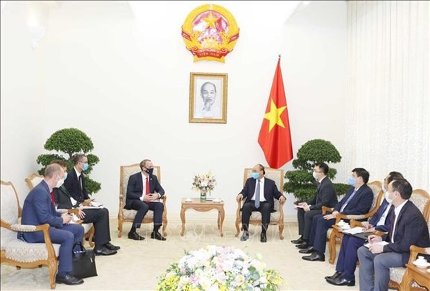 政府总理阮春福会见英国外交发展部大臣拉布。图自越通社 政府总理阮春福会见英国外交发展部大臣拉布 ảnh 1