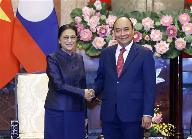 越南国家主席阮春福会见老挝国家副主席巴妮·雅陶都 ảnh 1