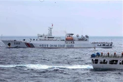 越中两国海警开展北部湾共同渔区渔业海上联合检查