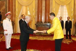 越共中央总书记、国家主席阮富仲接受各国驻越大使递交国书