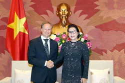 越南国会主席阮氏金银会见欧盟驻越代表团团长安格莱特