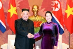 越南国会主席阮氏金银会见朝鲜最高领导人金正恩 