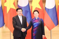 越南国会主席阮氏金银会见老挝总理通伦·西苏里