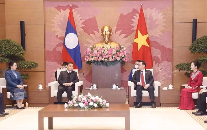 越南国会主席王廷惠与老挝国会主席赛宋蓬·丰威汉举行会谈