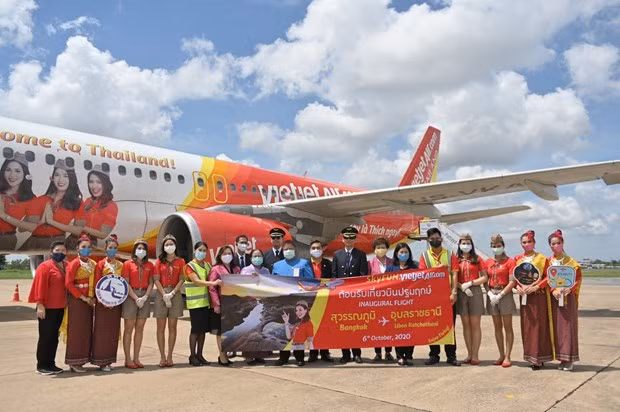 曼谷至乌汶府航线首飞成功 越捷航空在泰国境内航线上推出零泰铢机票
