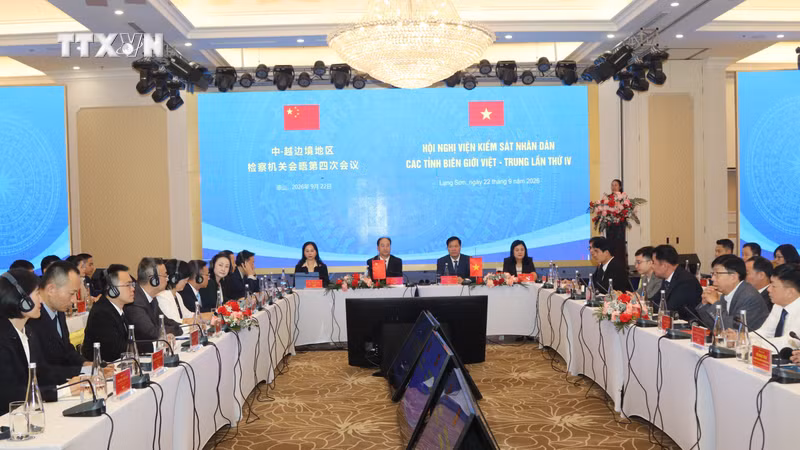 越中边境地区检察机关会晤第四次会议场景。图片来源：越通社