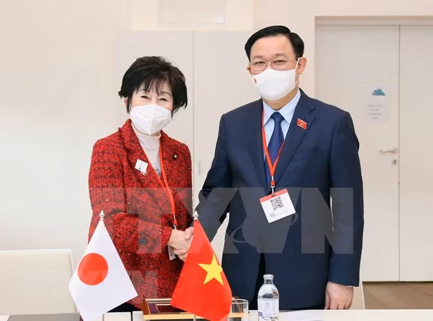 越南国会主席王廷惠会见日本参议院议长 ảnh 1