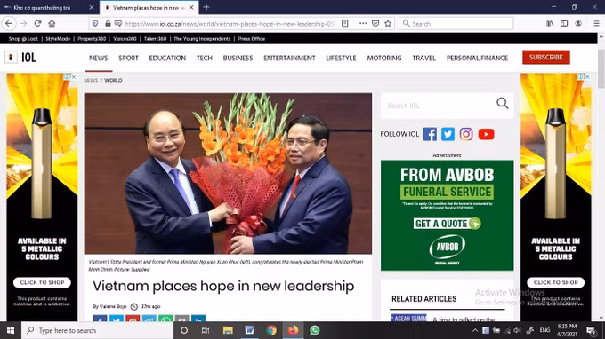 南非《比勒陀利亚新闻报》：越南人对新领导班子给予厚望 ảnh 1
