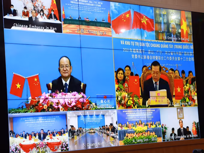 2021年越南边境四省与中国广西党委书记新春会晤以视频方式举行 ảnh 1