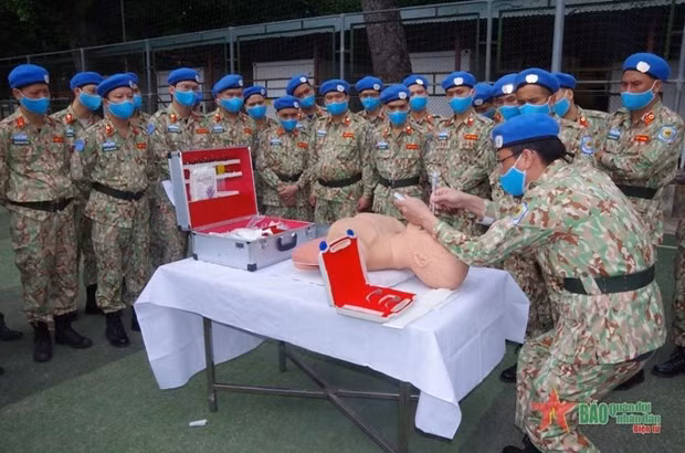 为首批参加联合国维和任务的工兵队出征仪式做好准备 ảnh 1